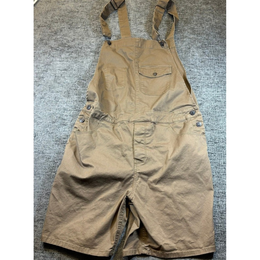 ASOS Overall Shorts Women W34 Brown Twill Adjustable Strap Utility Shortalls